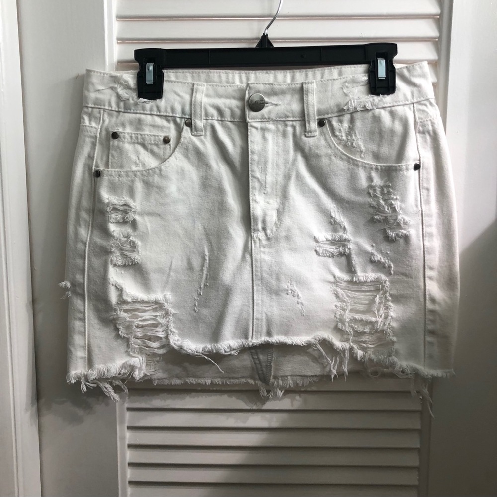 LITZ white denim skirt